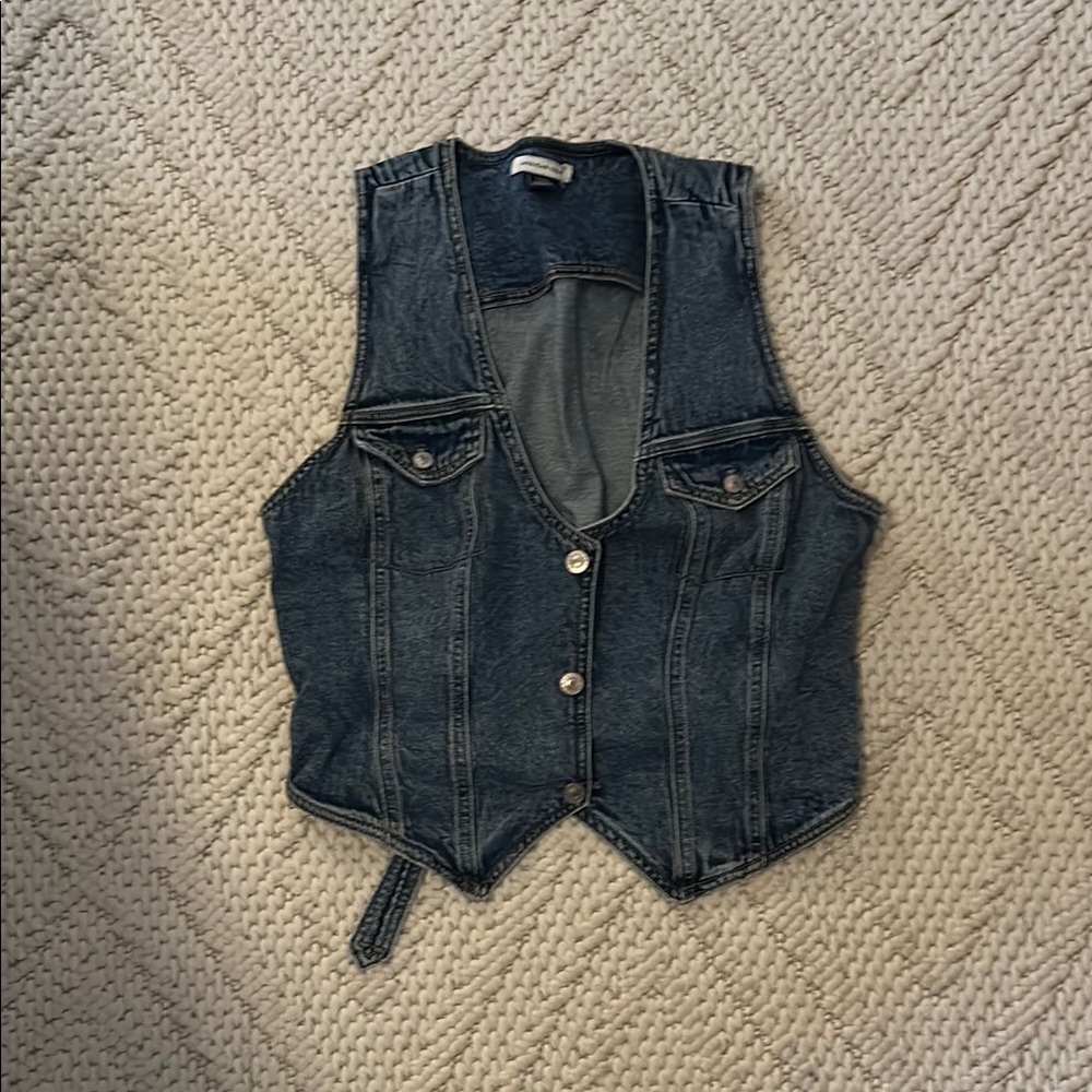 American Eagle Denim Button-Up Vest